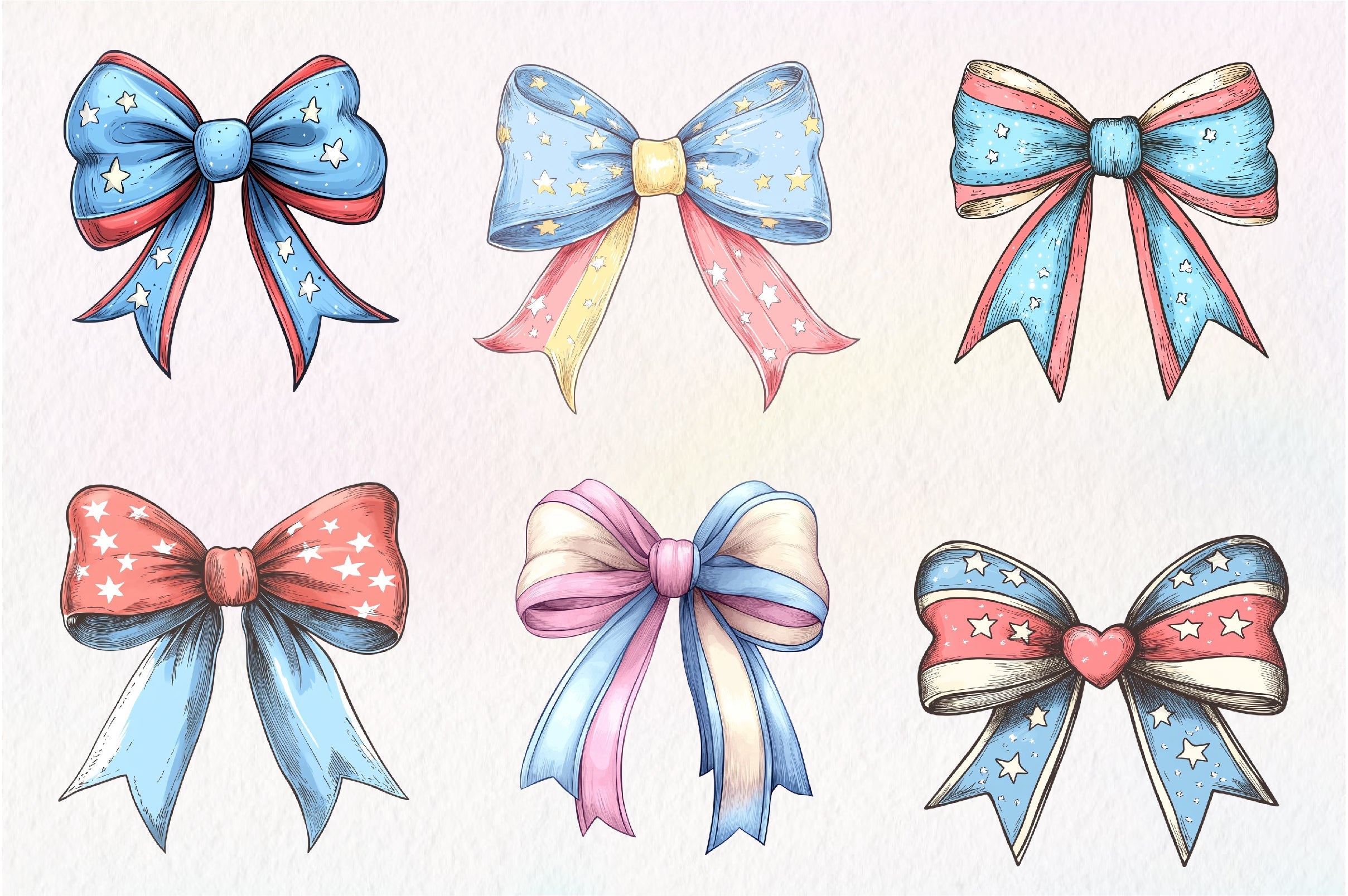 4th Of July Bow Clipart Bundle 1