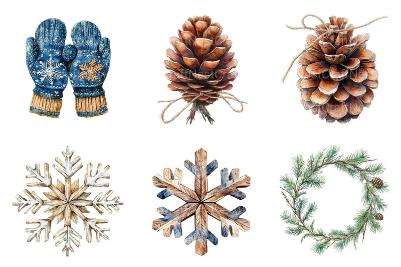 Rustic Winter Christmas Clipart Bundle 2 - CraftNest - Digital Crafting and Art
