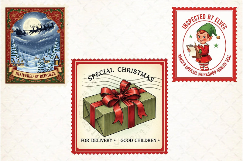 Vintage Christmas Stamps Clipart Bundle - CraftNest - Digital Crafting and Art