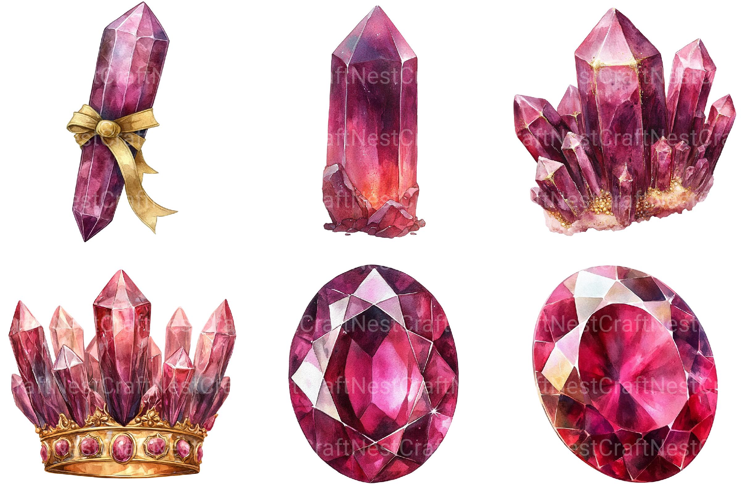 Burgundy Crystals and Gems Clipart