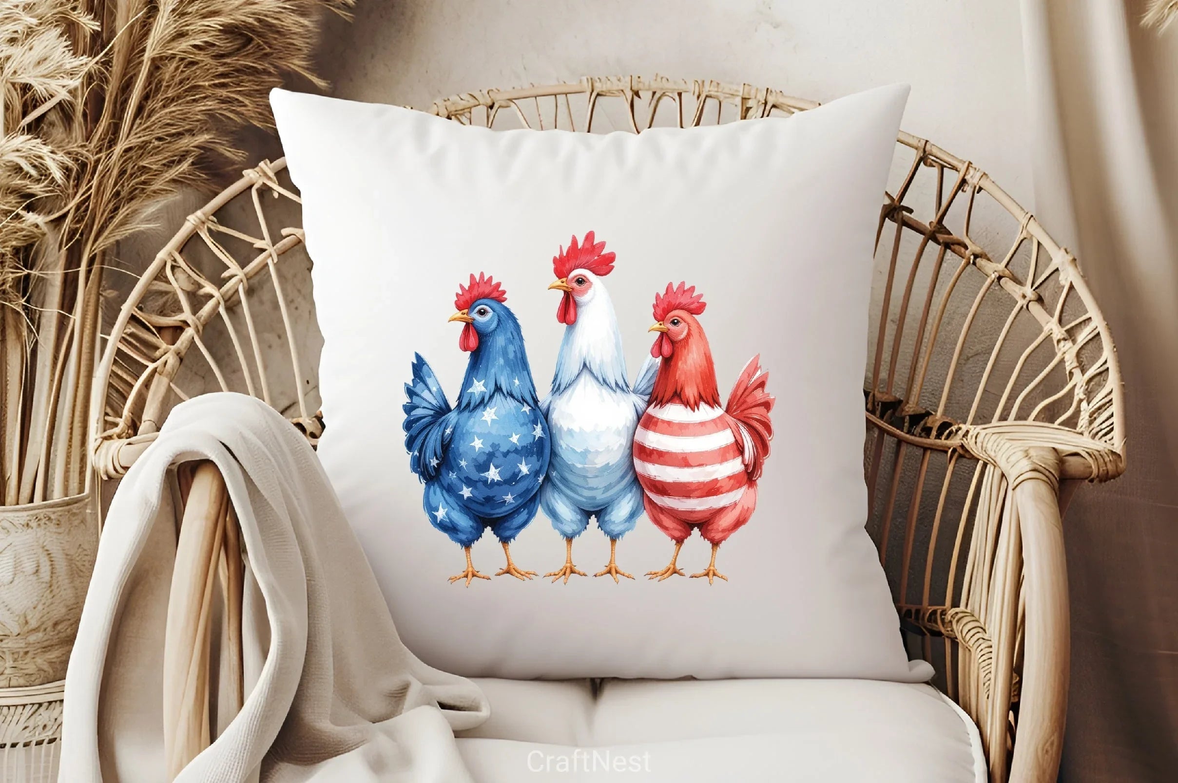 Patriotic USA Chicken Clipart Bundle - CraftNest - Digital Crafting and Art