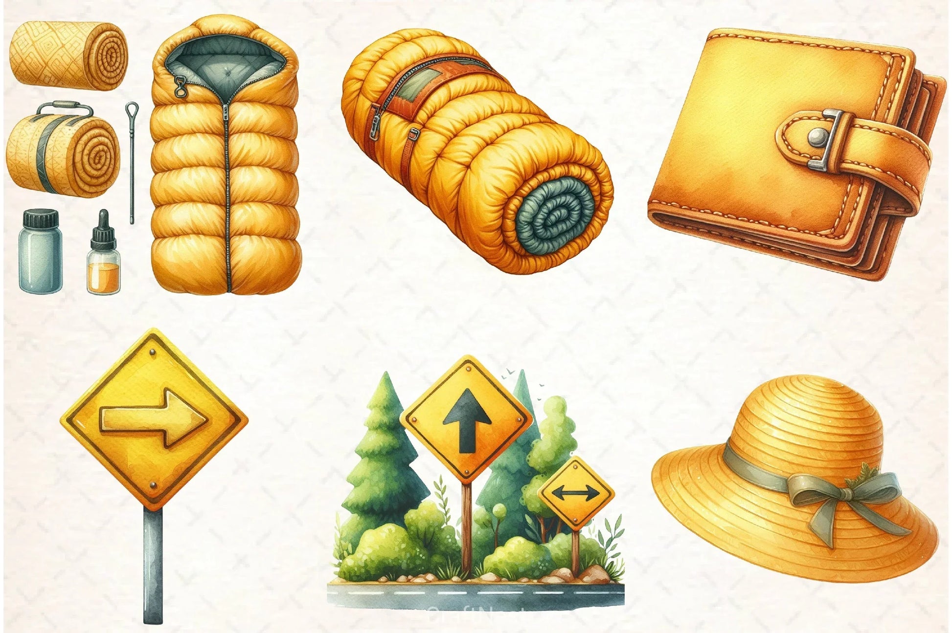 Cute Yellow Travel Clipart Bundle 1 - CraftNest - Digital Crafting and Art