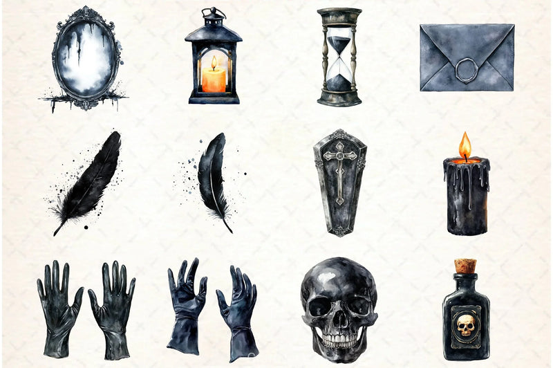 Halloween Black & White Clipart Bundle - CraftNest - Digital Crafting and Art