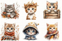 Autumn Kitten Clipart Bundle - CraftNest - Digital Crafting and Art