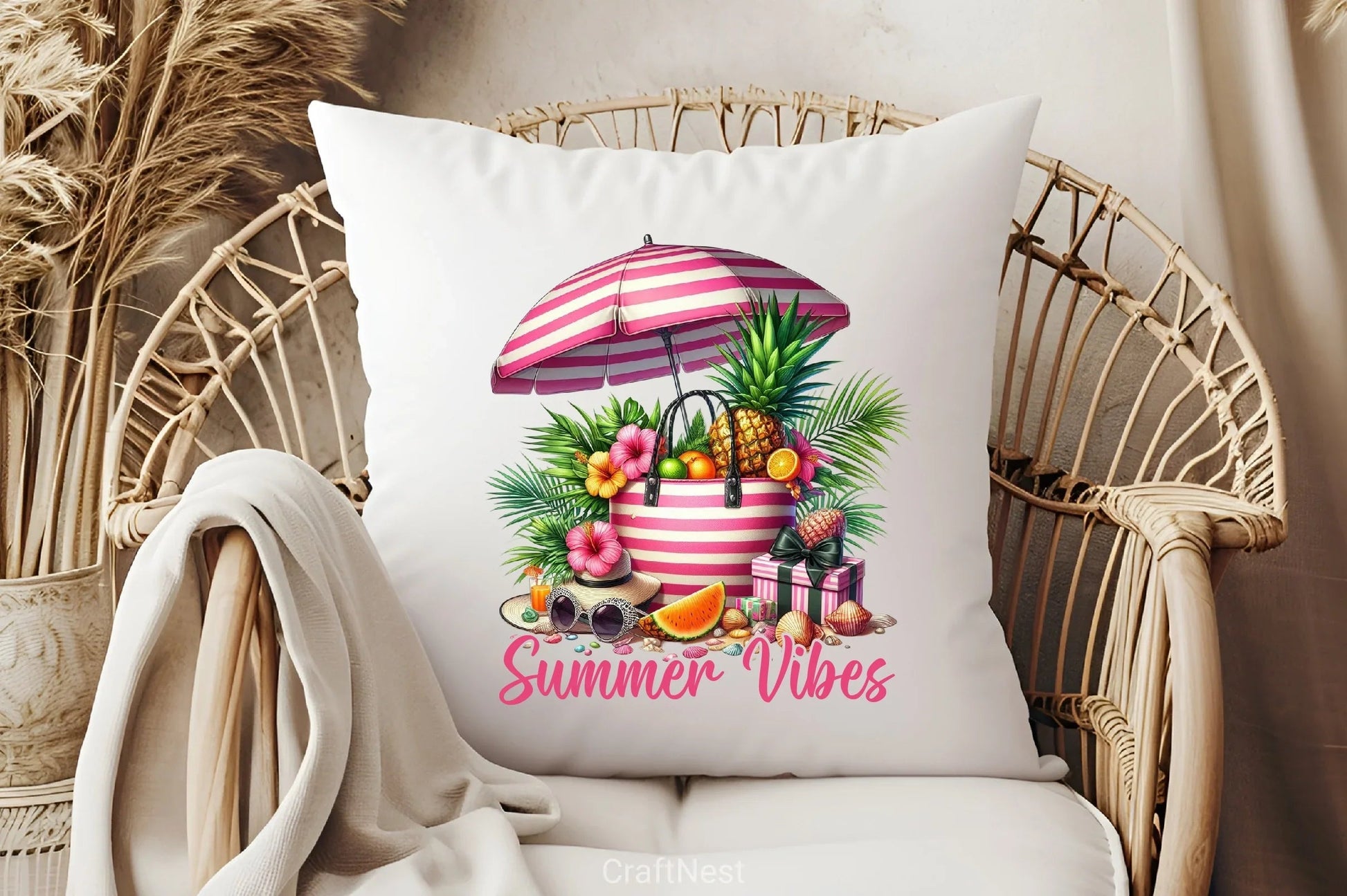 Summer Vibes Striped Beach Bag Clipart Bundle - CraftNest - Digital Crafting and Art