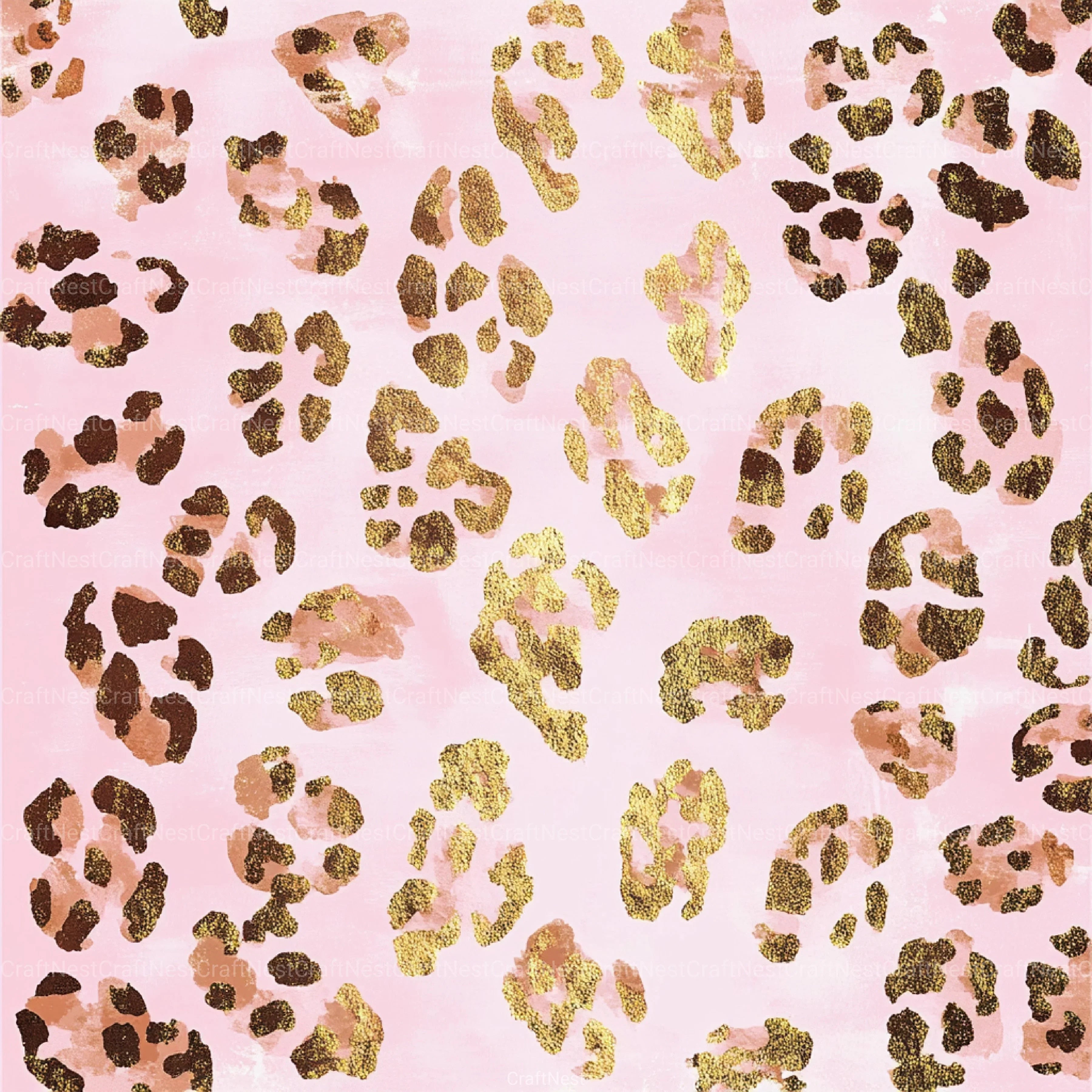 Pink and Gold Leopard Digital Paper 44 - CraftNest - Digital Crafting and Art