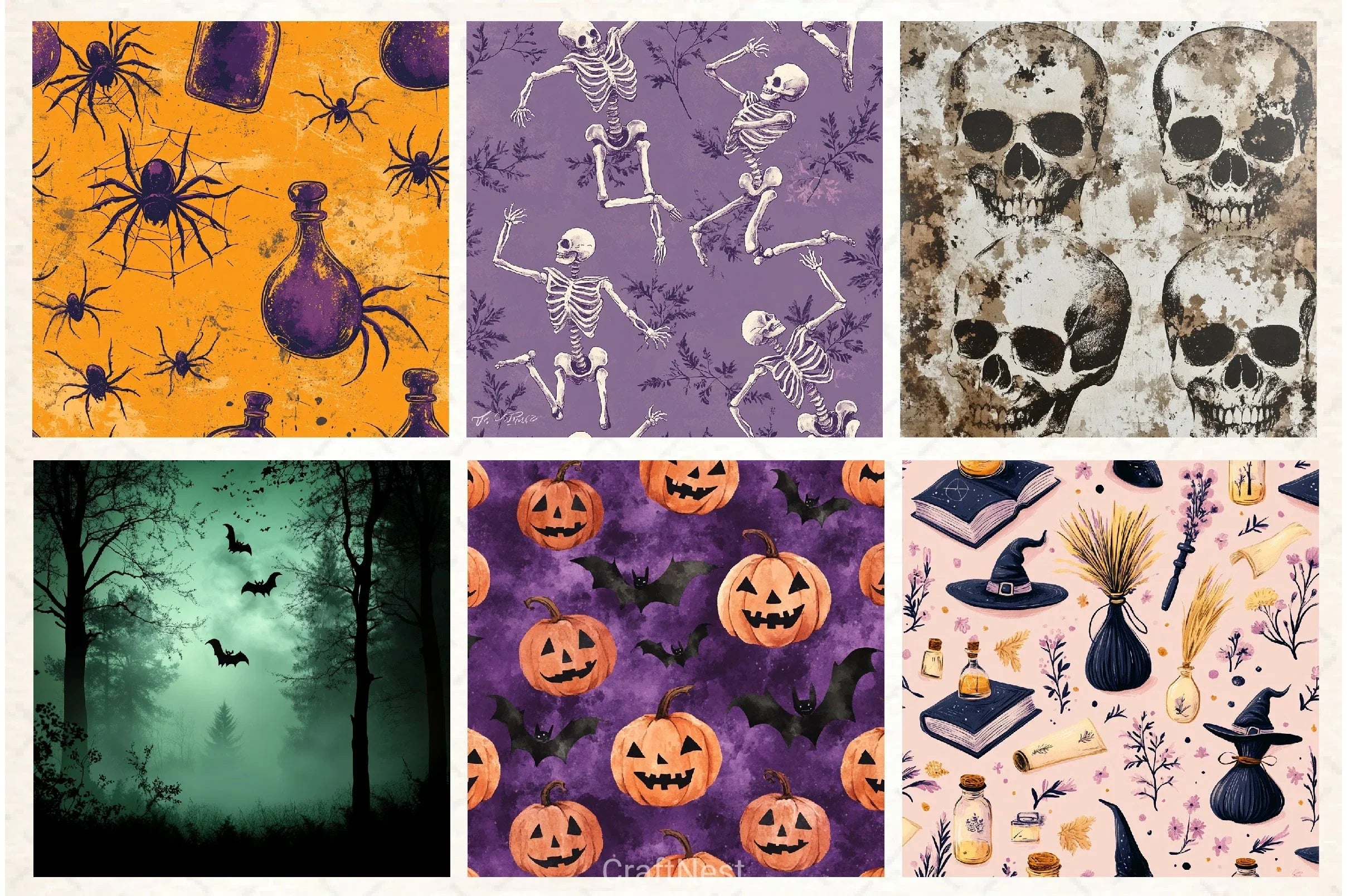 Halloween Digital Papers Set - CraftNest - Digital Crafting and Art