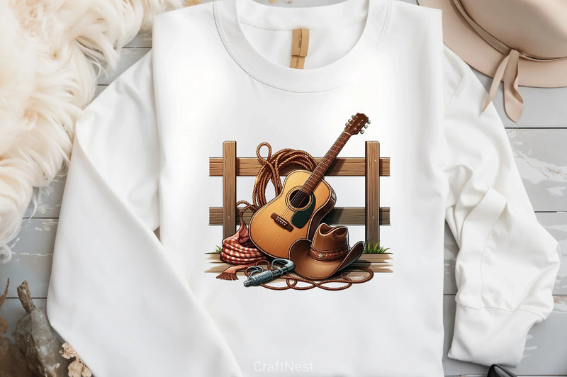 Guitar Cowboy Hat Fence Clipart Bundle - CraftNest - Digital Crafting and Art