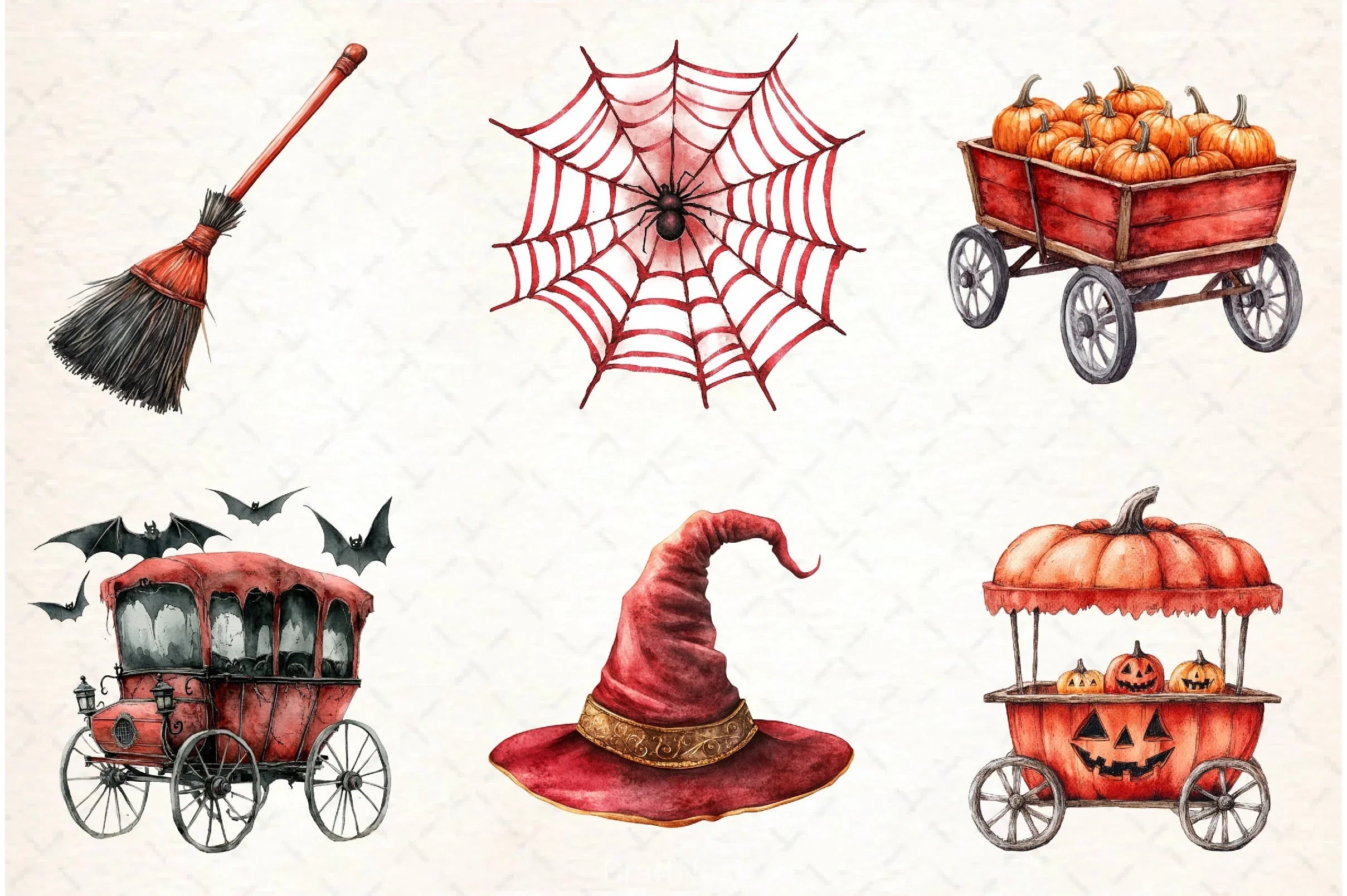 Vintage Red Halloween Clipart Bundle - CraftNest - Digital Crafting and Art