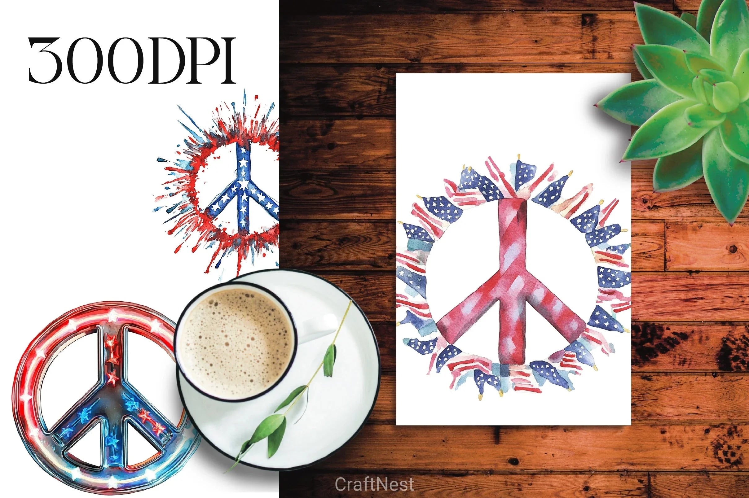 4th of July Peace Sign Clipart Bundle - CraftNest - Digital Crafting and Art
