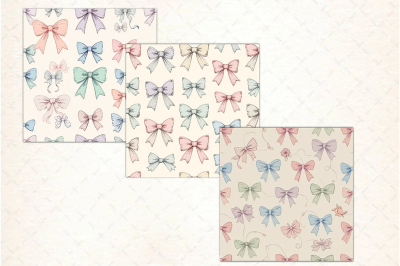 Pastel Coquette Bows Pattern Paper - CraftNest - Digital Crafting and Art