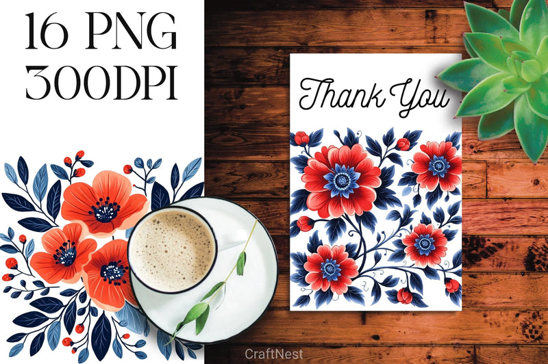 Retro Floral Clipart Bundle - CraftNest - Digital Crafting and Art