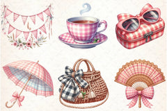 Bohemian Pink Gingham Clipart Bundle - CraftNest - Digital Crafting and Art