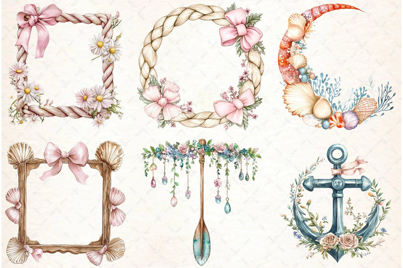 Coquette Coastal Fisherman Clipart Bundle - CraftNest - Digital Crafting and Art