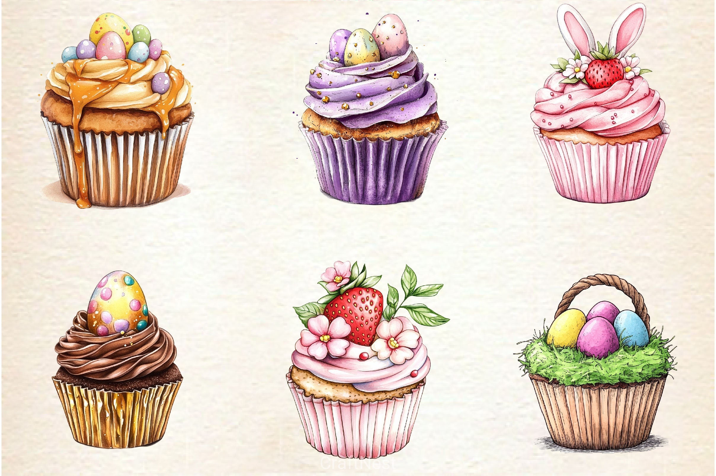 Easter Cupcake Clipart Bundle 3