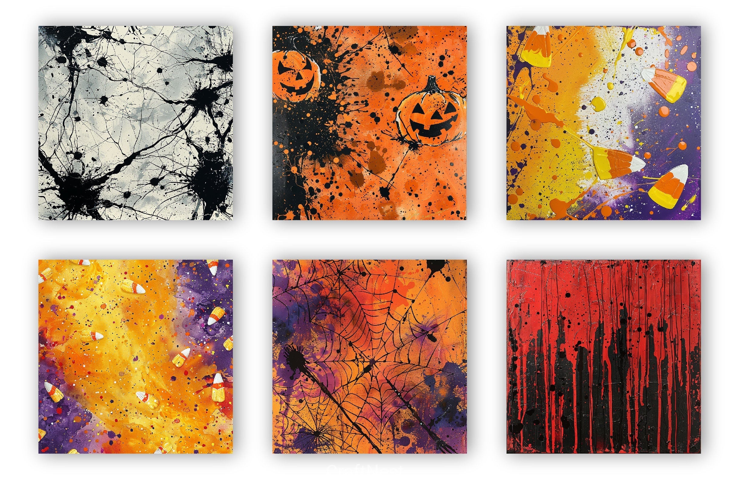 Halloween Paint Splatter Digital Paper