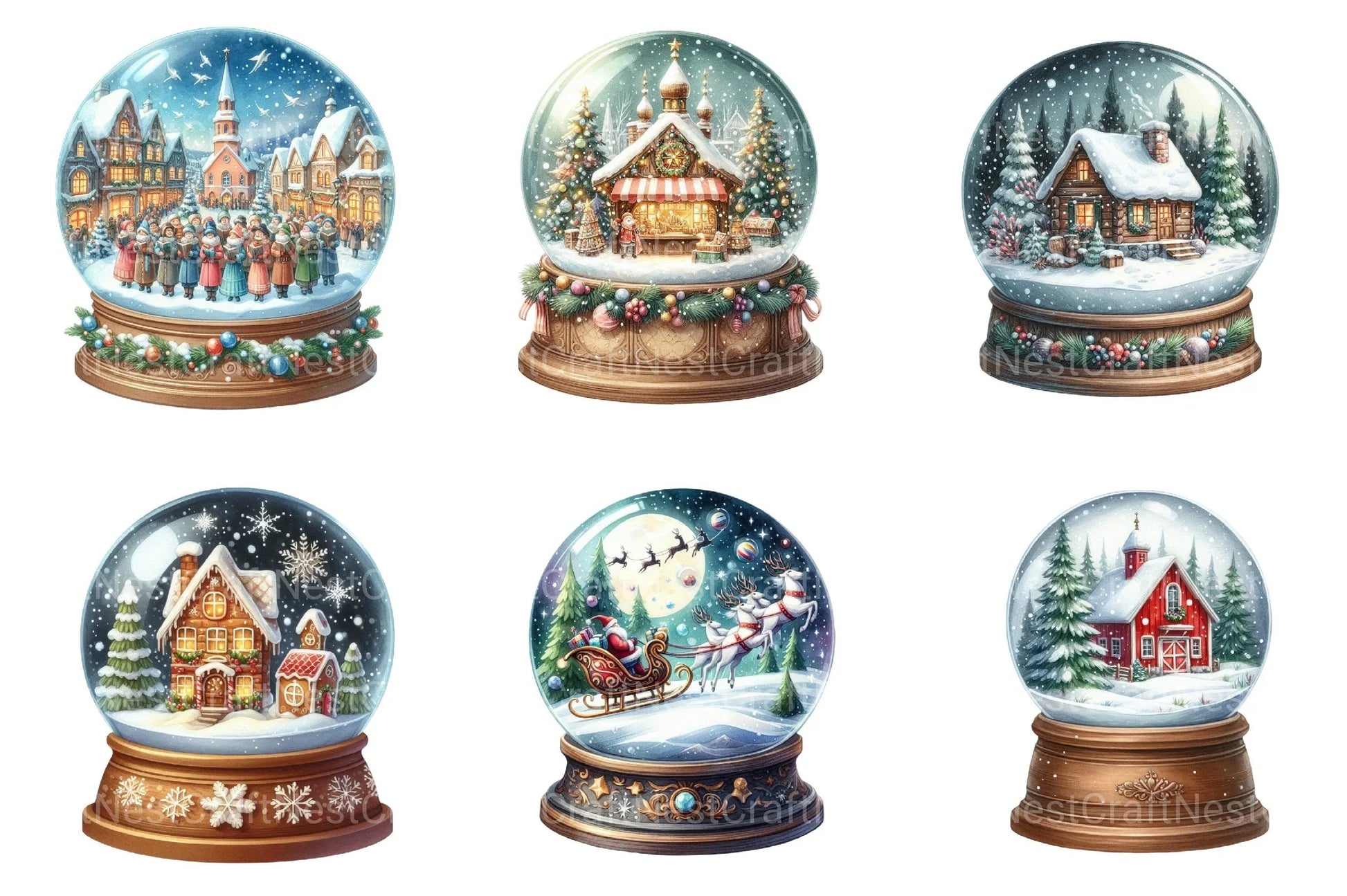Christmas Snowglobe Village Clipart Bundle - CraftNest - Digital Crafting and Art