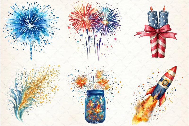 4th of July Fireworks Clipart Bundle 3 - CraftNest - Digital Crafting and Art