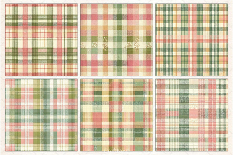 Green Pink Checkered Pattern Digital Paper - CraftNest - Digital Crafting and Art