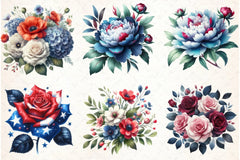 Patriotic Floral Clipart Bundle 1 - CraftNest - Digital Crafting and Art