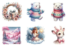 Silver Pink Christmas Pastel Decoration Clipart Bundle - CraftNest - Digital Crafting and Art