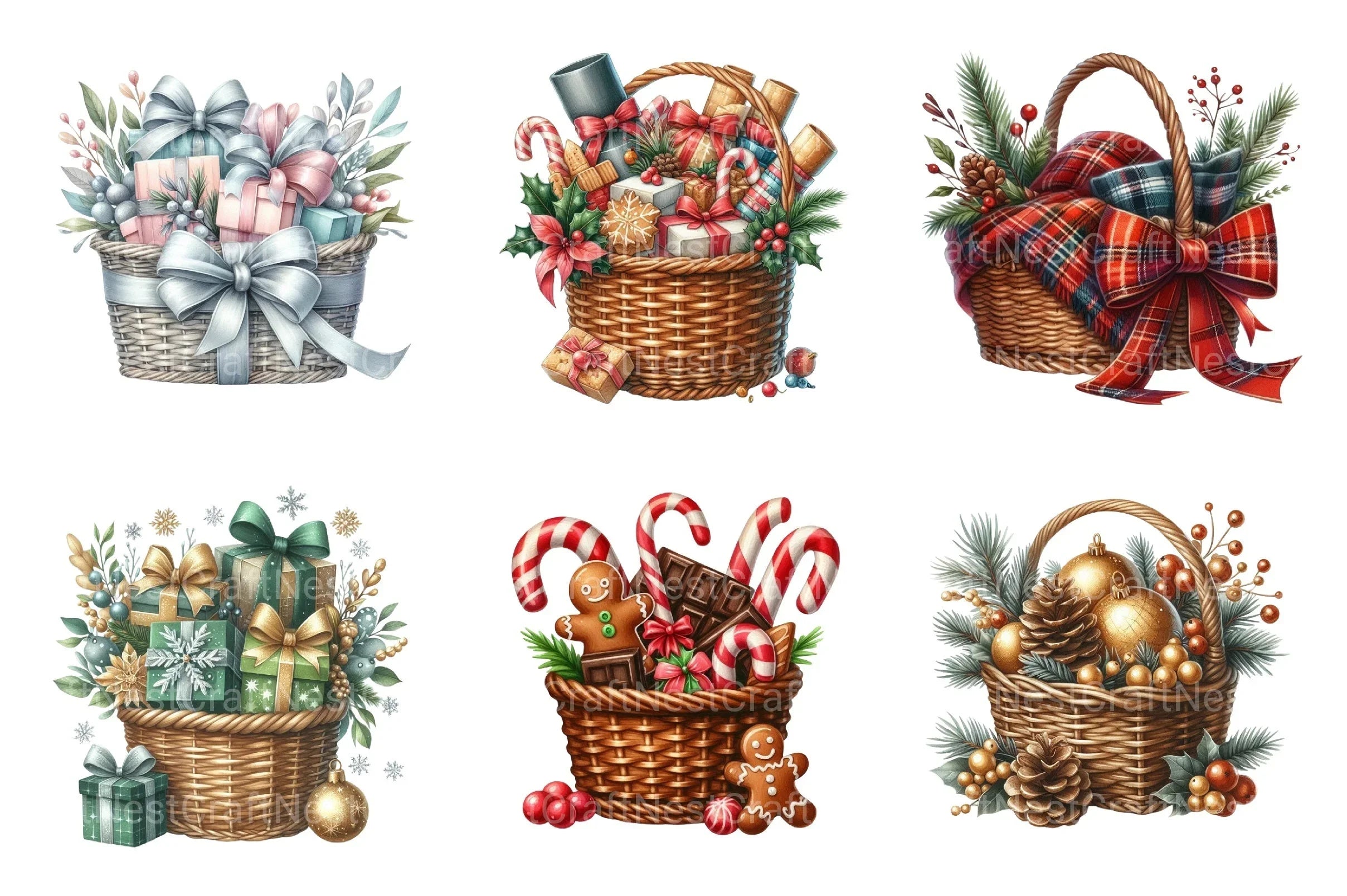Christmas Gift Basket Clipart Bundle - CraftNest - Digital Crafting and Art