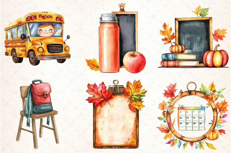 Autumn School Clipart Bundle - CraftNest - Digital Crafting and Art