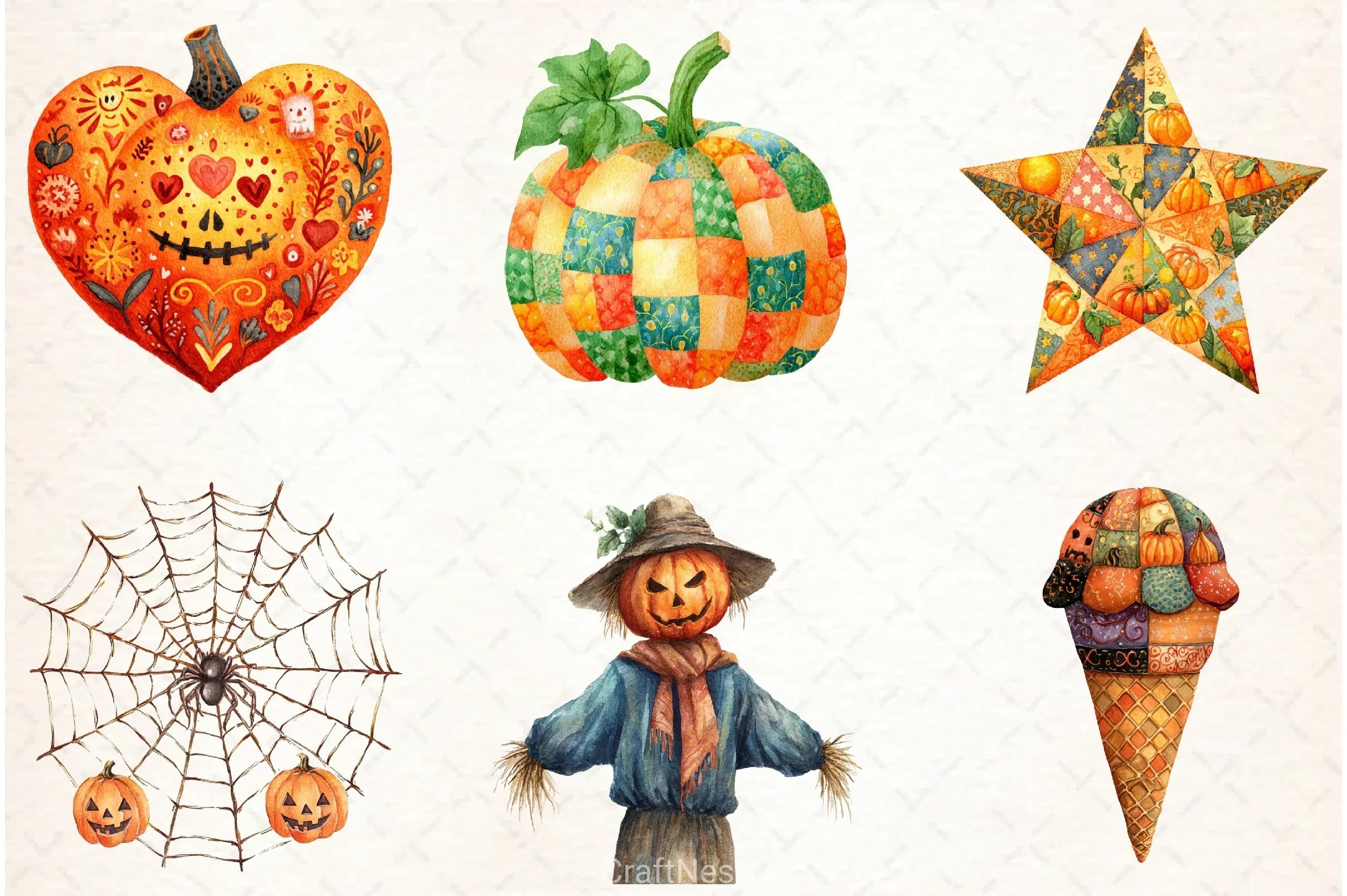 Halloween Patchwork Clipart Bundle - CraftNest - Digital Crafting and Art