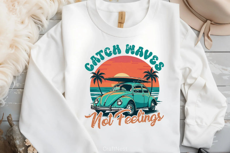 Retro Summer Catch Waves Clipart Bundle - CraftNest - Digital Crafting and Art