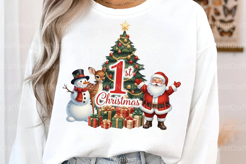 Red Santa Claus First Christmas Clipart Bundle - CraftNest - Digital Crafting and Art