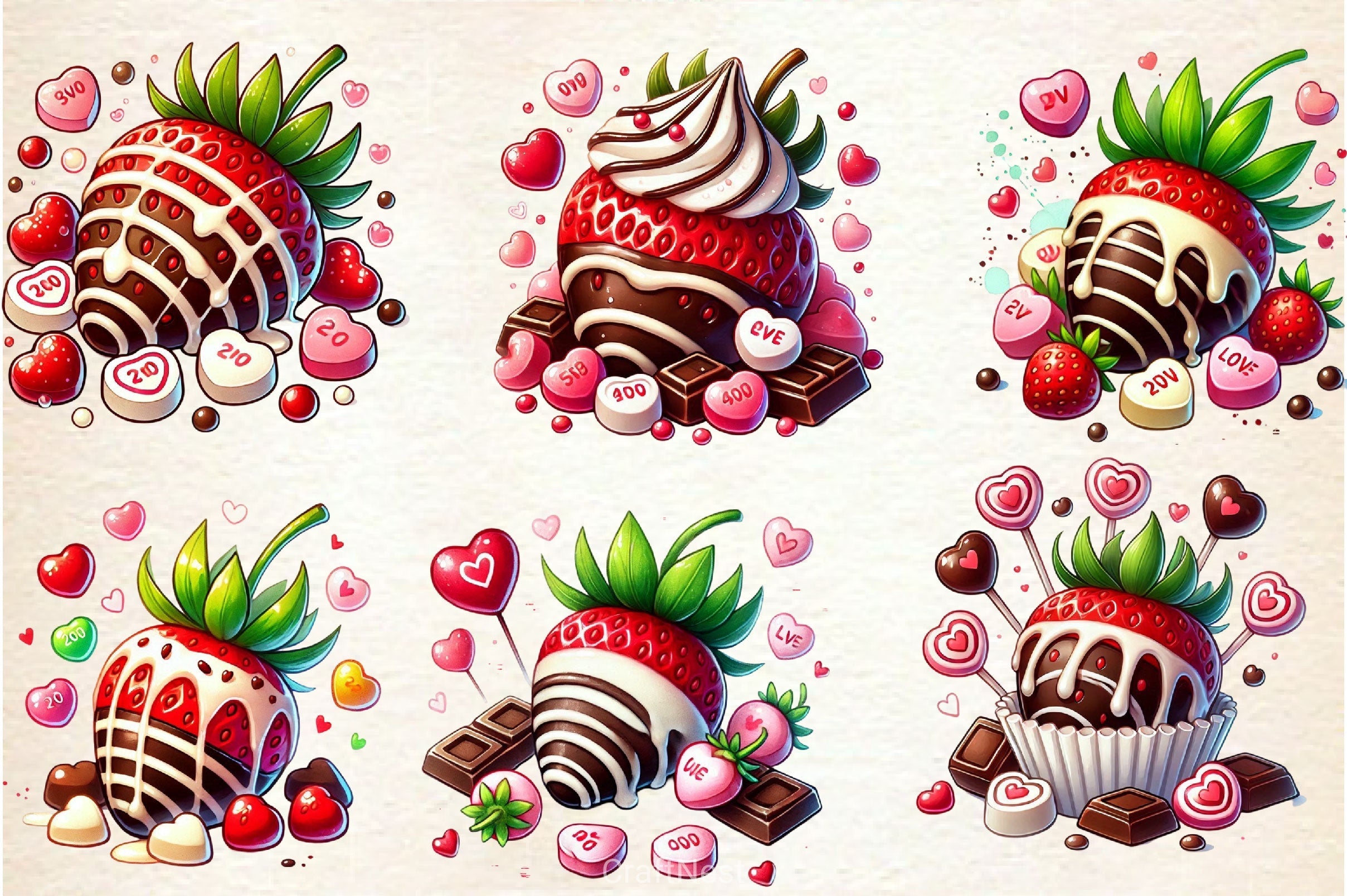Valentine Chocolate Strawberry Clipart Bundle