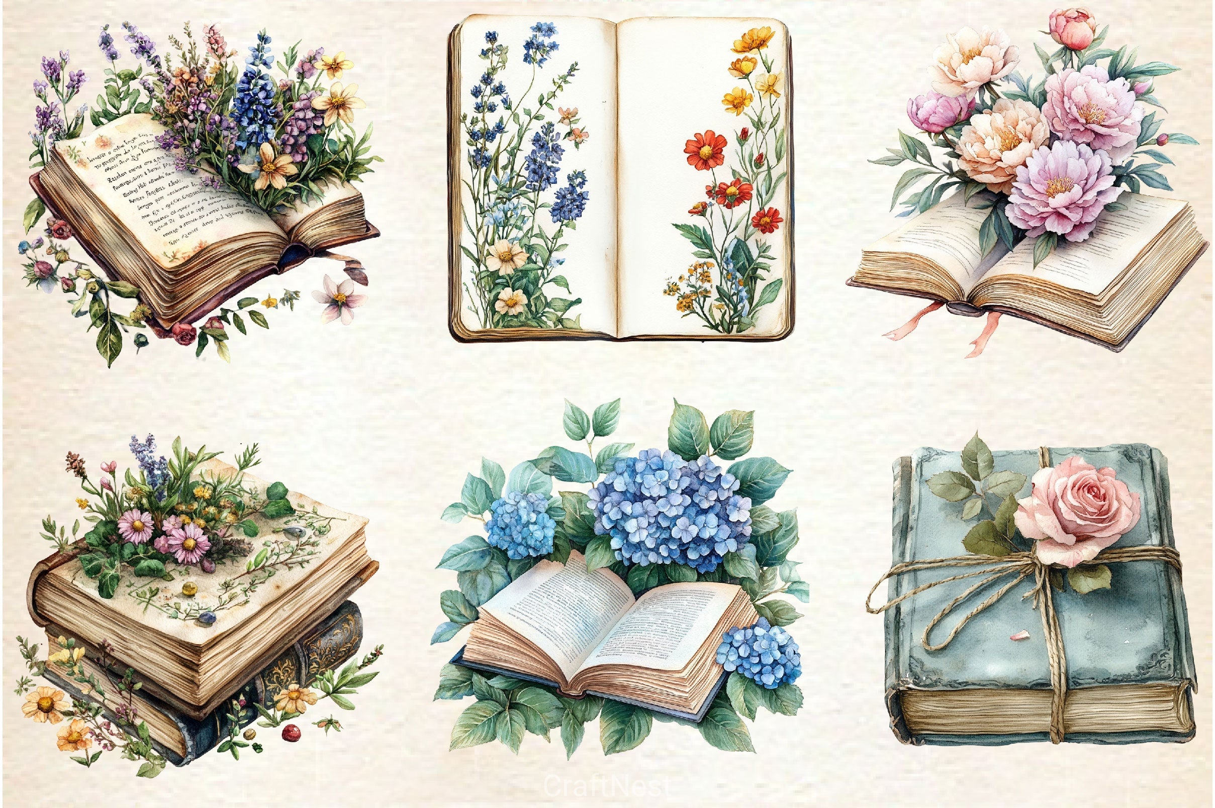 Book Of Flowers Clipart Bundle
