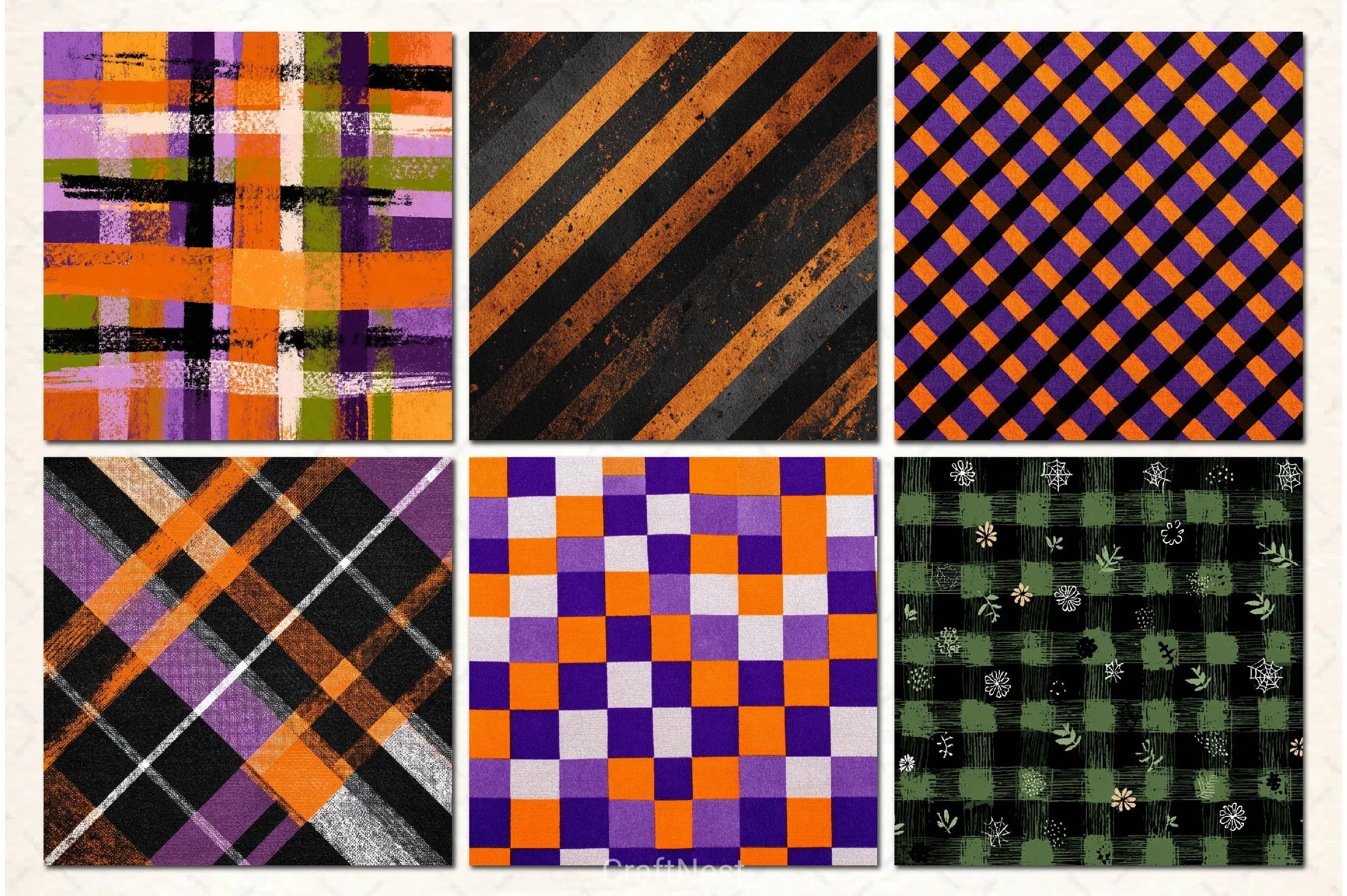 Plaid Halloween Digital Papers - CraftNest - Digital Crafting and Art