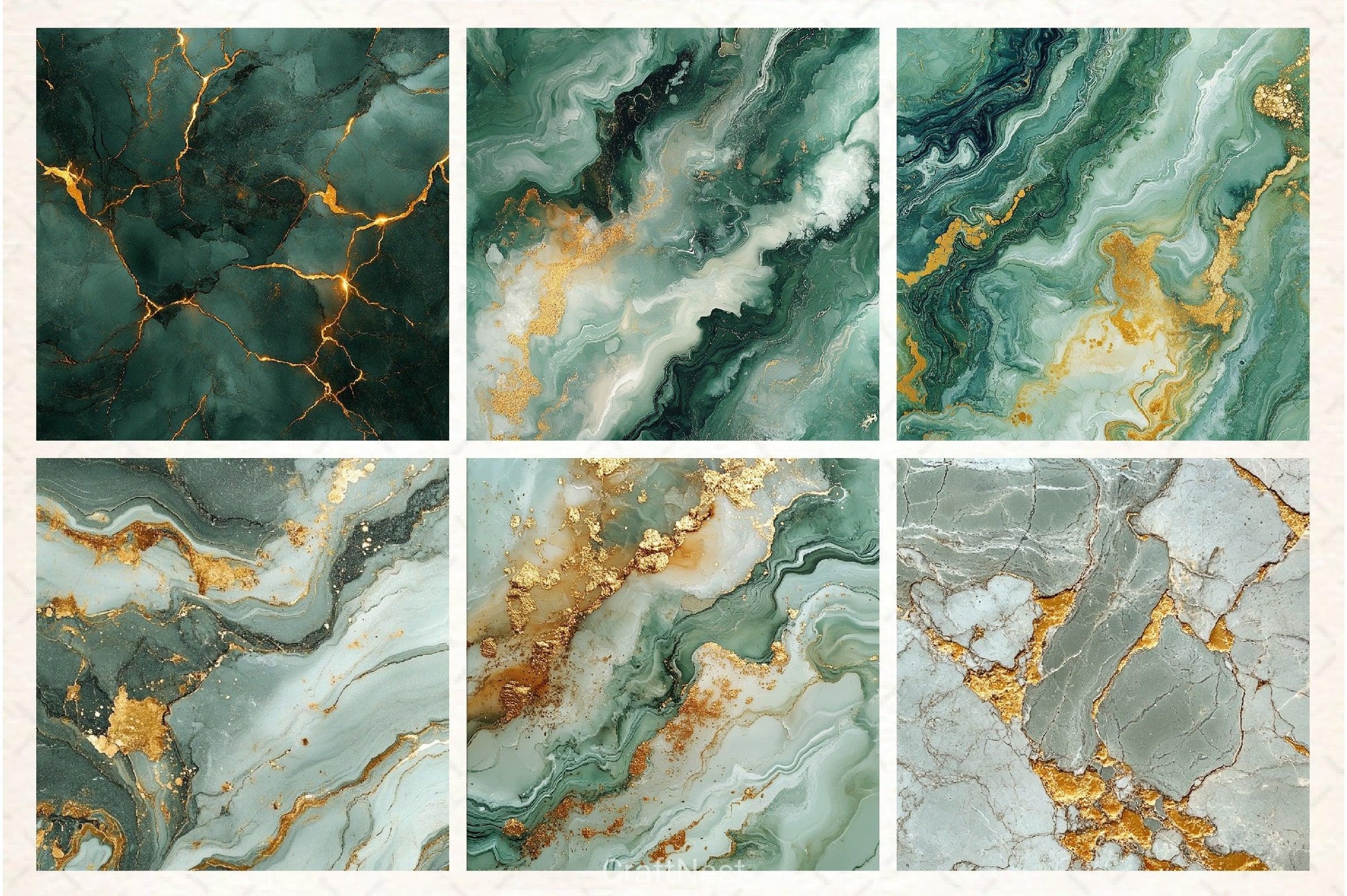 Sage Gold Marble Digital Background Bundle - CraftNest - Digital Crafting and Art