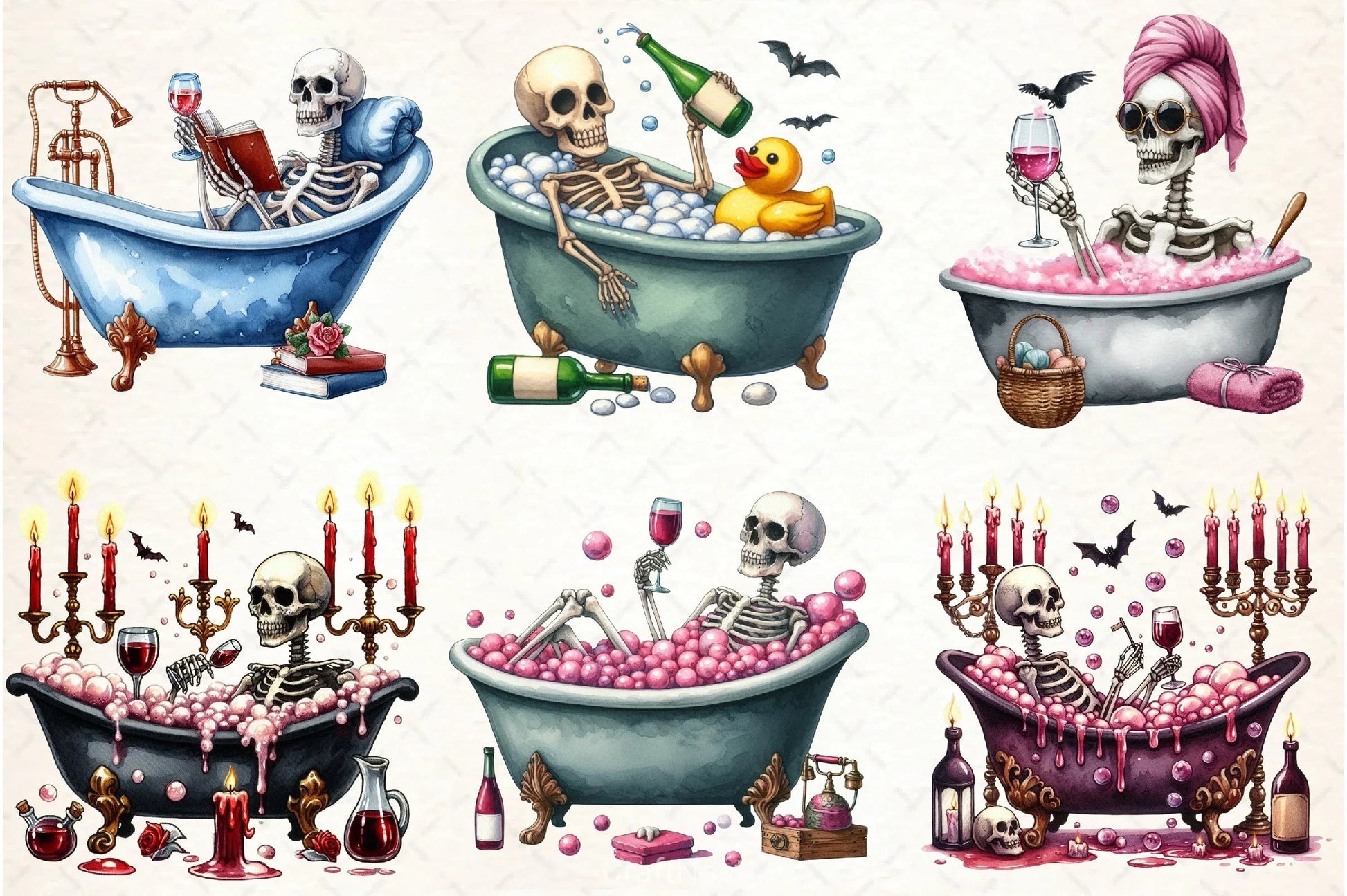 Skeleton Wine Clipart Bundle - CraftNest - Digital Crafting and Art