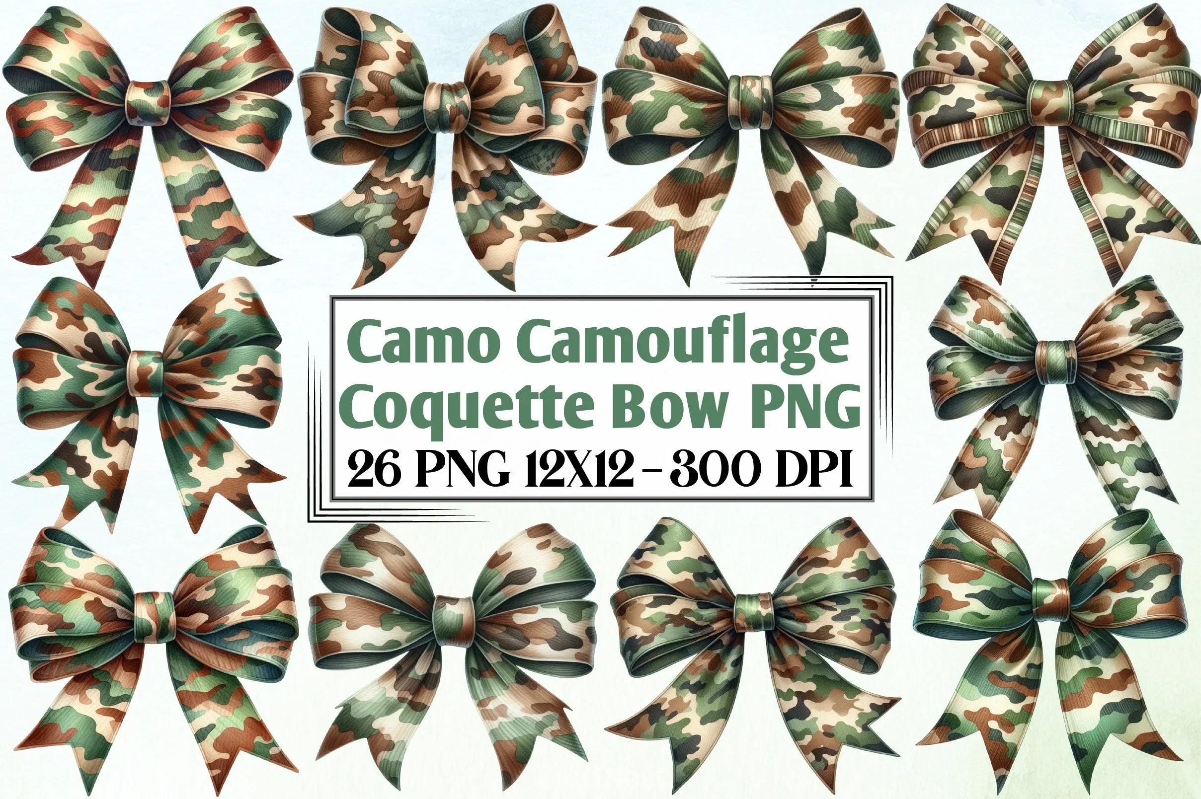 Camo Coquette Bow Clipart Bundle - CraftNest - Digital Crafting and Art