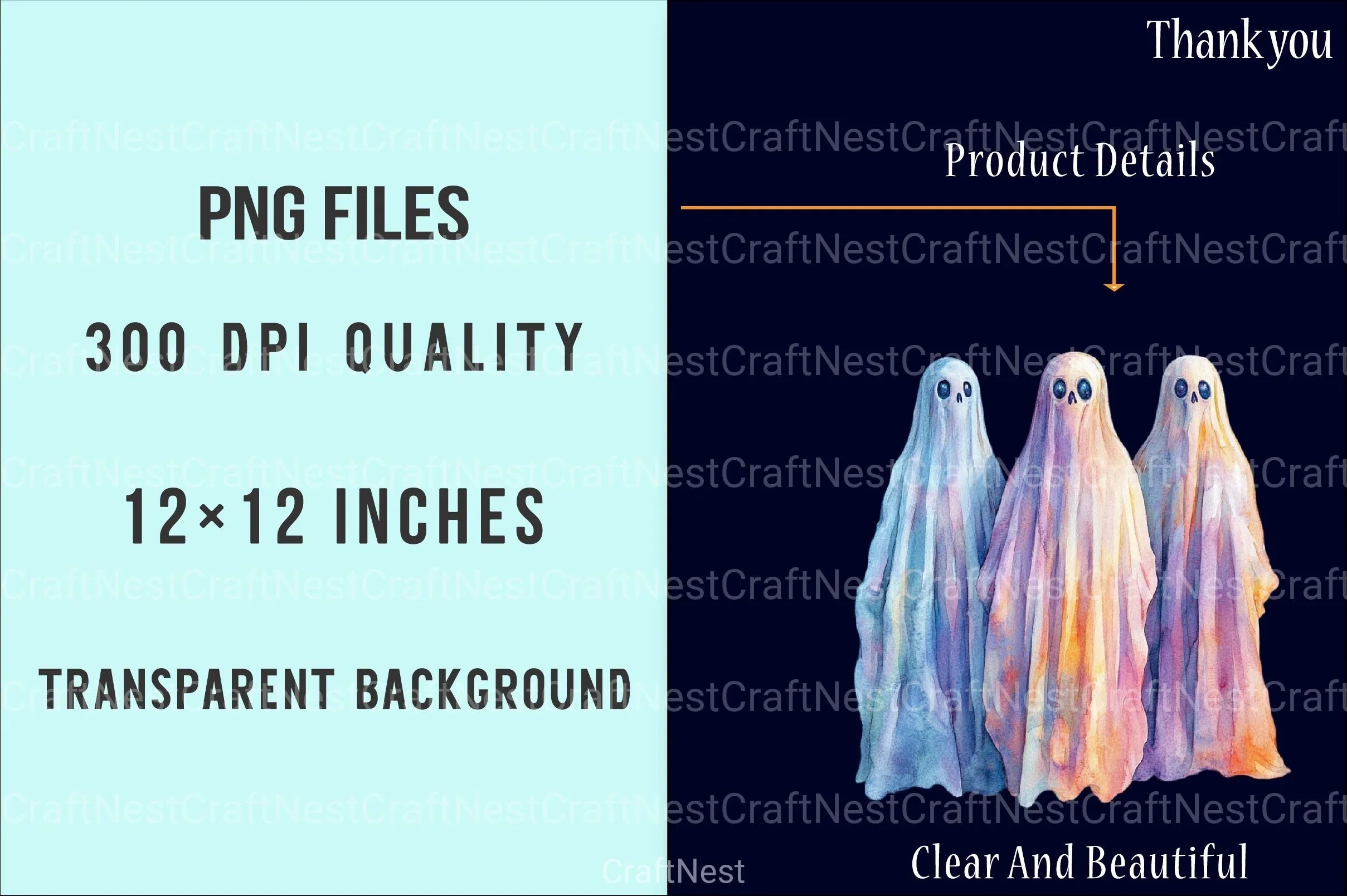 Halloween Ghost Iridescent Clipart Bundle - CraftNest - Digital Crafting and Art