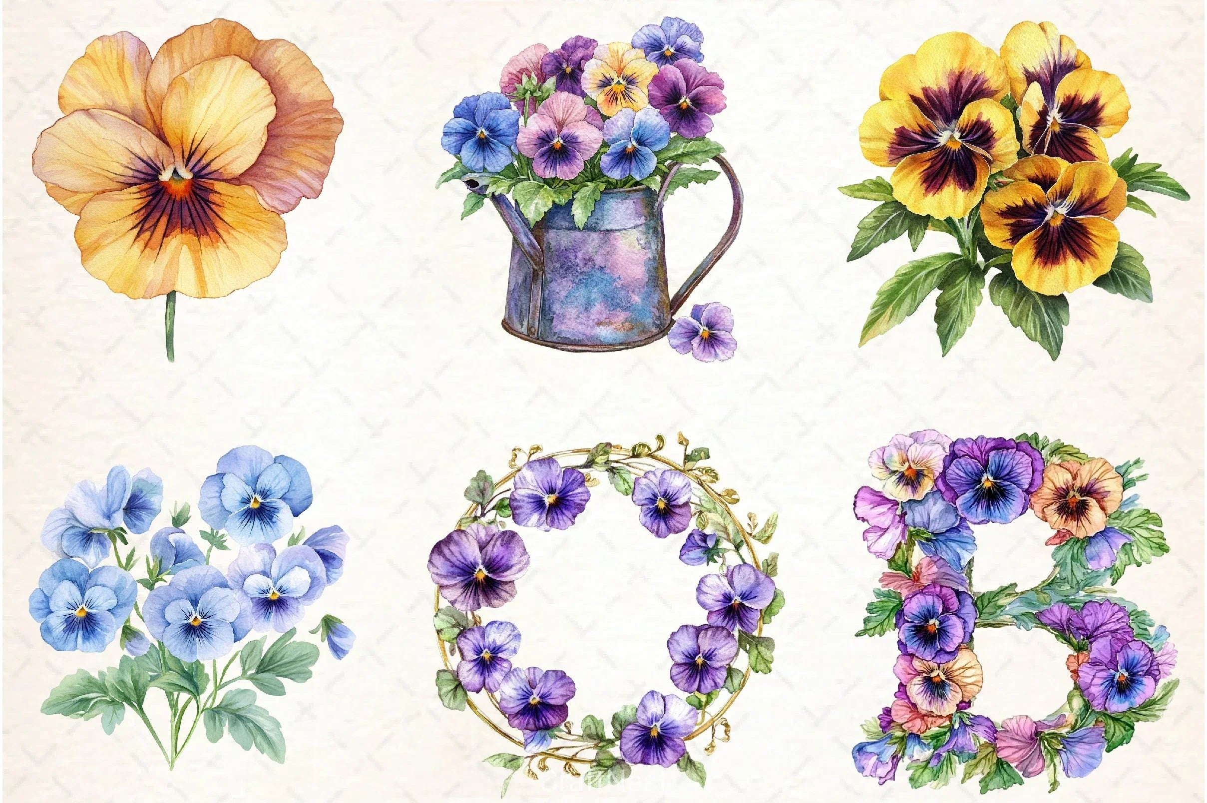 Pansy Flowers Clipart Bundle - CraftNest - Digital Crafting and Art