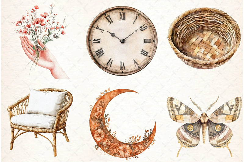 Boho Lifestyle Clipart Bundle - CraftNest - Digital Crafting and Art