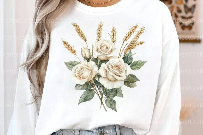 White Boho Wedding Floral Clipart Bundle - CraftNest - Digital Crafting and Art