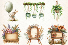 Boho Sage Green Birthday Clipart Bundle2 - CraftNest - Digital Crafting and Art