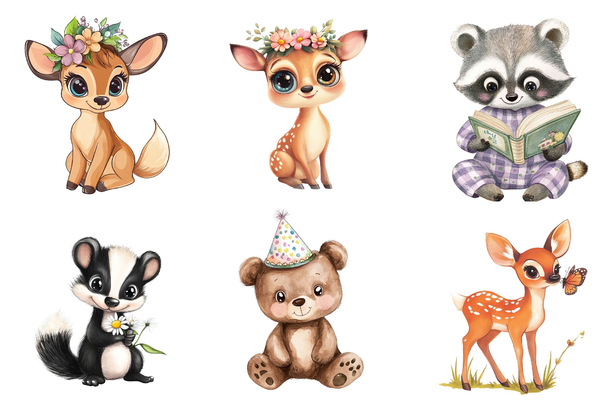 Woodland Animals Cute Baby Animals Clipart Bundle