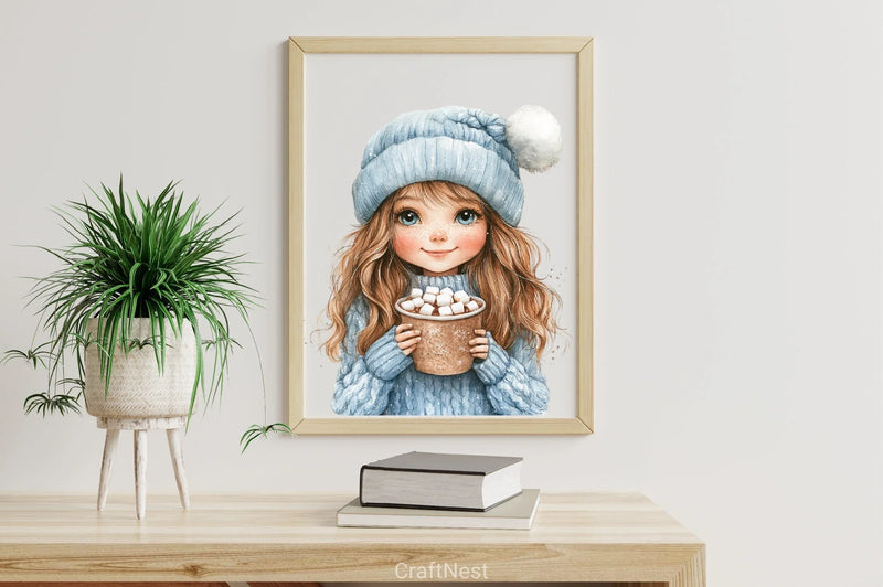Cozy Christmas Blue Clipart Bundle - CraftNest - Digital Crafting and Art