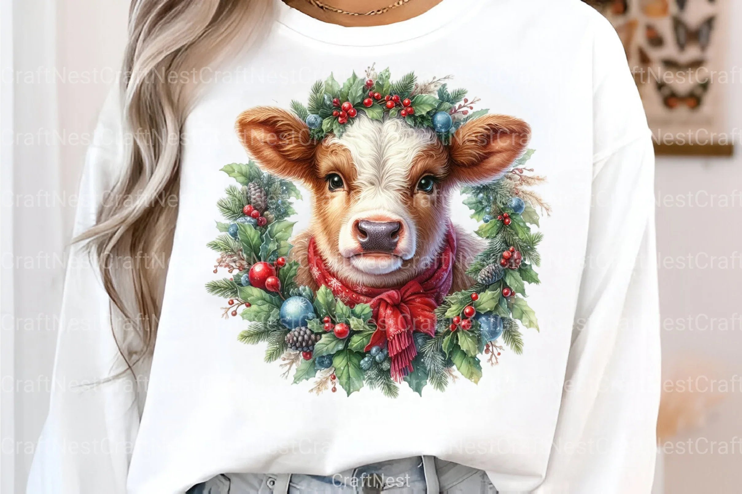 Christmas Cow Highland New Year Clipart Bundle - CraftNest - Digital Crafting and Art
