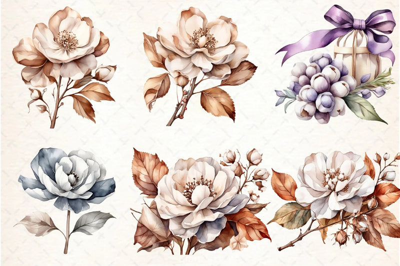 Cotton Flower Clipart Bundle - CraftNest - Digital Crafting and Art