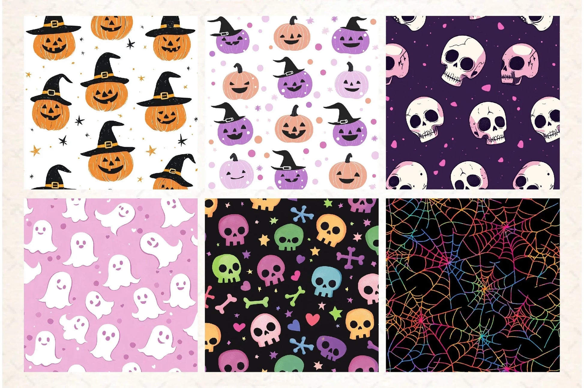 Happy Cute Halloween Pattern Paper - CraftNest - Digital Crafting and Art