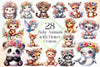 Baby Animals With Flower Crowns Clipart Bundle 2