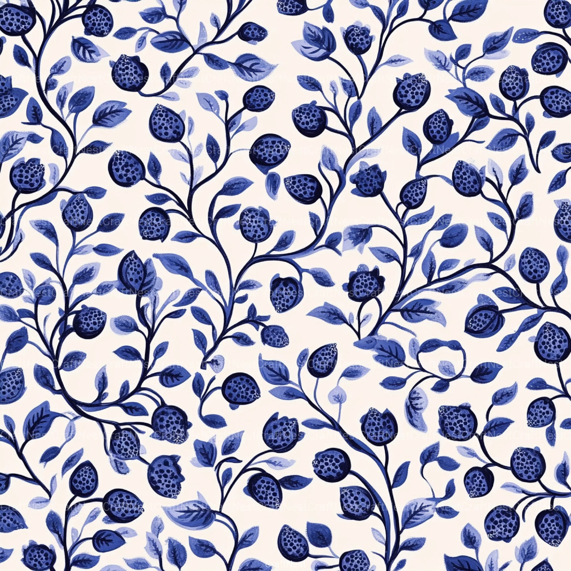 Blueberry Seamless Pattern Papers Digital - CraftNest - Digital Crafting and Art
