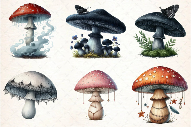 Gothic Mushroom Clipart Bundle 2 - CraftNest - Digital Crafting and Art