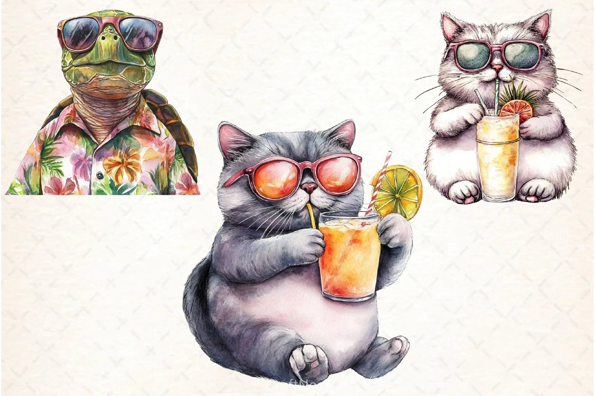 Funny Summer Animals Clipart Bundle - CraftNest - Digital Crafting and Art